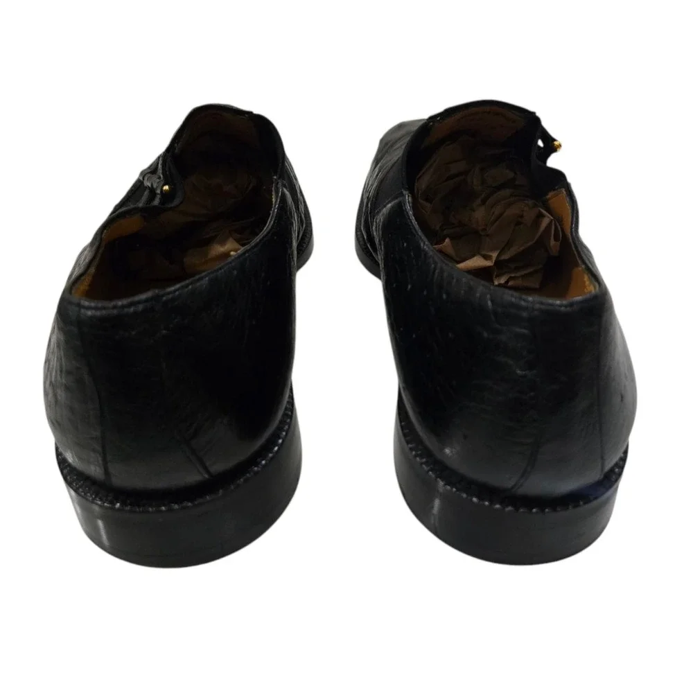 Mezlan Men's  Black Ostrich   Leather  Loafers Shoes Size 12